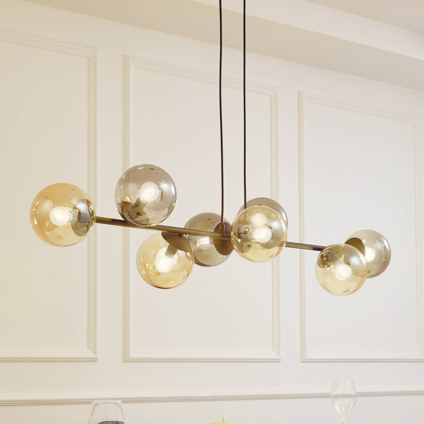 Lindby pendellampe Isamer, røykgrå/grå, lengde 130 cm