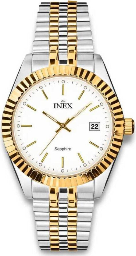 Inex Mens 39.5mm A12189B4I - Kvarts - Sølv - Herreklokker - Rustfritt stål - ledd m/pin - Safir