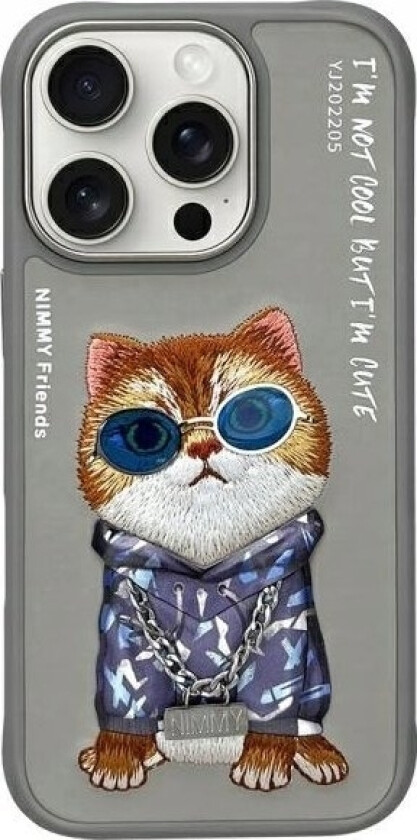 Nimmy Iphone 16 Pro 6.3" Case Gray/Grey Glasses Cool Cat