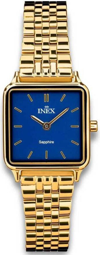 Inex Ladies 23mm A12186D8I - Kvarts - Gull - Dameklokker - Rustfritt stål - ledd m/pin - Safir