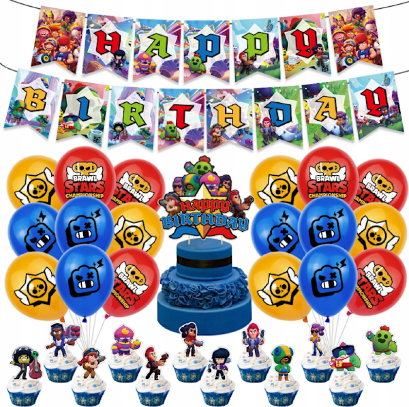 BALLONGER BRAWL STARS FØDSELSDAGSFEIRING DEKORASJONSSETT 32 ARTIKLER 32pcs