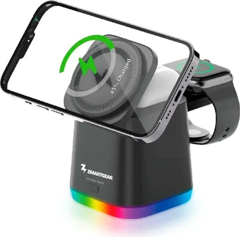3-i-1 Trådløs Lader 22,5W - MagSafe-kompatibel - Svart