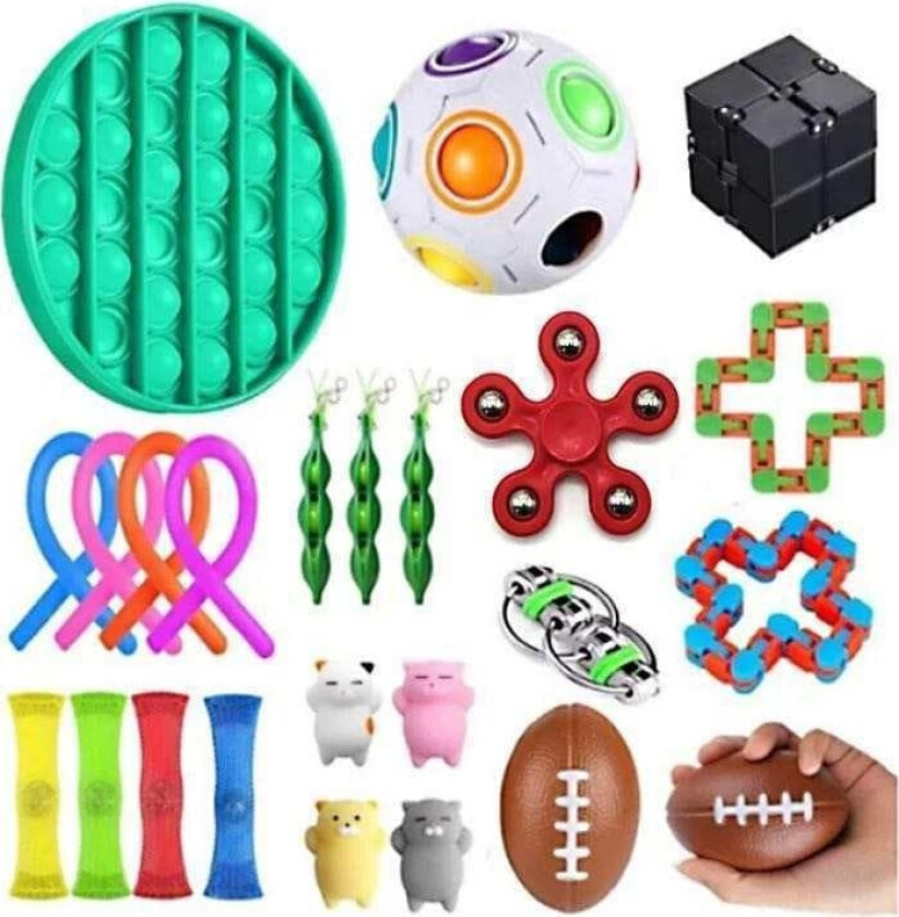 PRO 24 st. Fidget Pop it Toys Set-pakke for barn og voksne