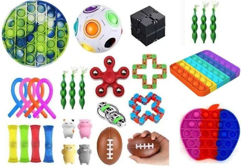 29 stk Fidget Pop it Toys Set-pakke for barn og voksne