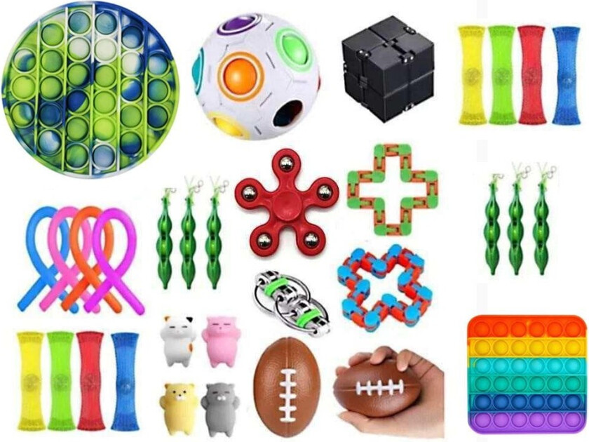 32 stk Fidget Pop it Toys Set-pakke for barn og voksne