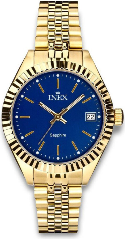 Inex Ladies 32.5mm A12188D8I - Kvarts - Gull - Dameklokker - Rustfritt stål - ledd m/pin - Safir