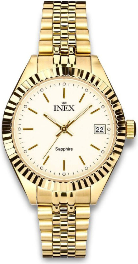 Inex Ladies 32.5mm A12188D7I - Kvarts - Gull - Dameklokker - Rustfritt stål - ledd m/pin - Safir