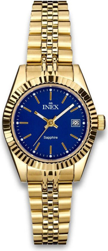Inex Ladies 26mm A12187D8I - Kvarts - Gull - Dameklokker - Rustfritt stål - ledd m/pin - Safir
