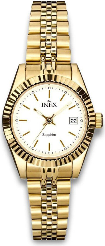 Inex Ladies 26mm A12187D7I - Kvarts - Gull - Dameklokker - Rustfritt stål - ledd m/pin - Safir