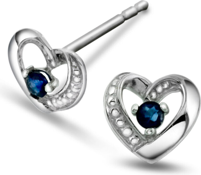 , Øredobber i 585 hvitt gull med safir 0,10 ct