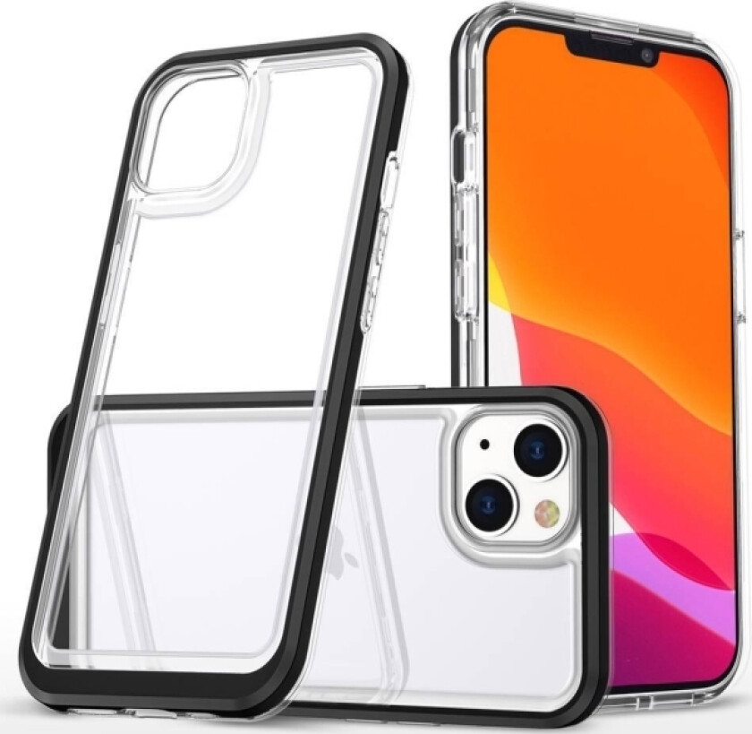 Clear 3In1 Deksel Til Iphone 13, Geledeksel Med Ramme, Svart