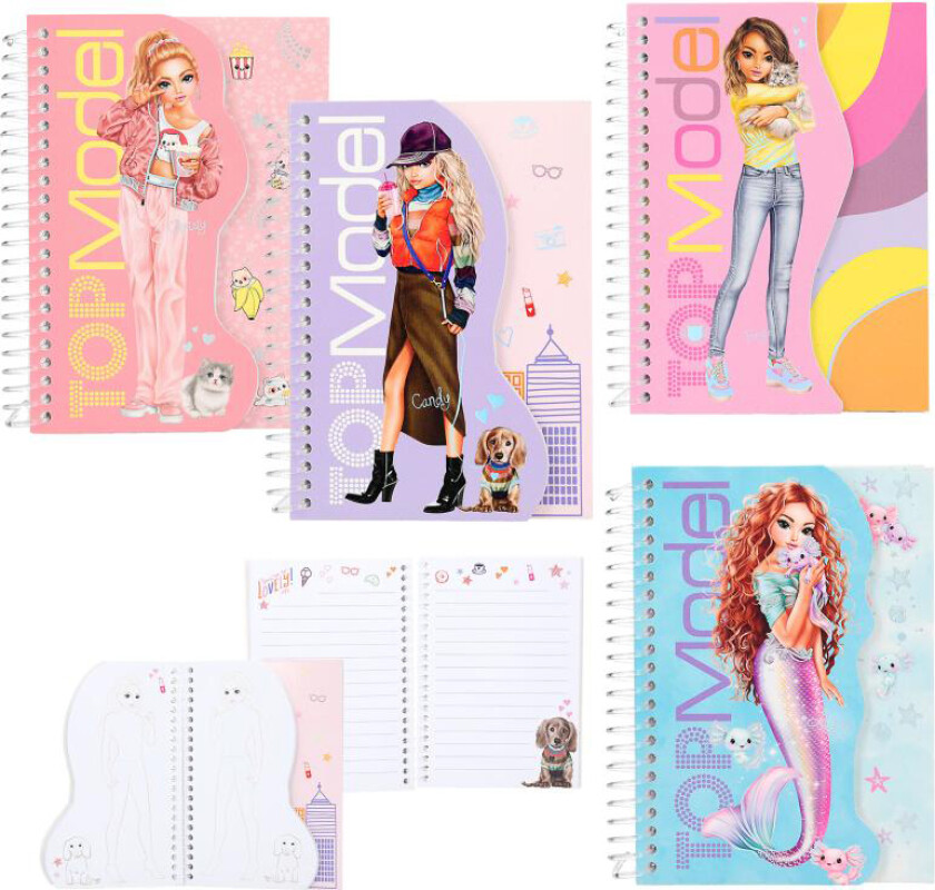 TOPModel Notatbok m/ linjerte sider og design modeller (assortert)