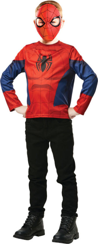 Marvel Spider-Man Overdel og Maske Kostyme - Spider-Man