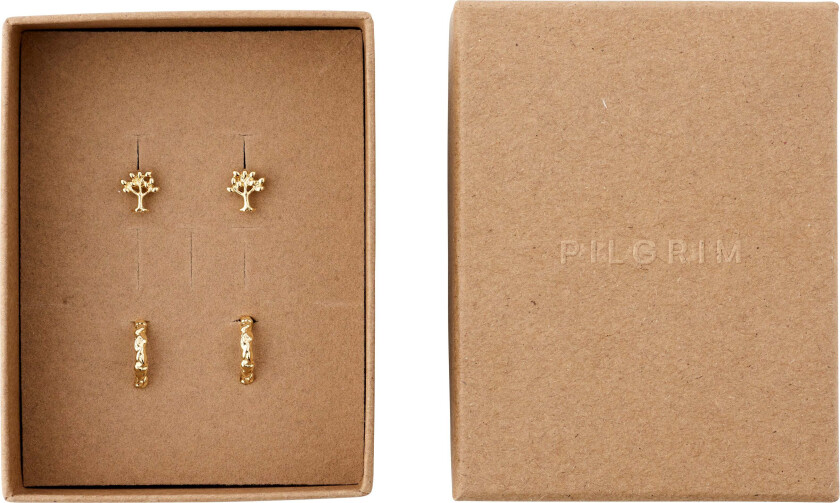 PIPER gavesett, øreringer 2-i-1 sett, gullbelagt