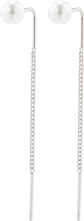 ELBA perle øredobber med lange kjeder, sølvbelagt