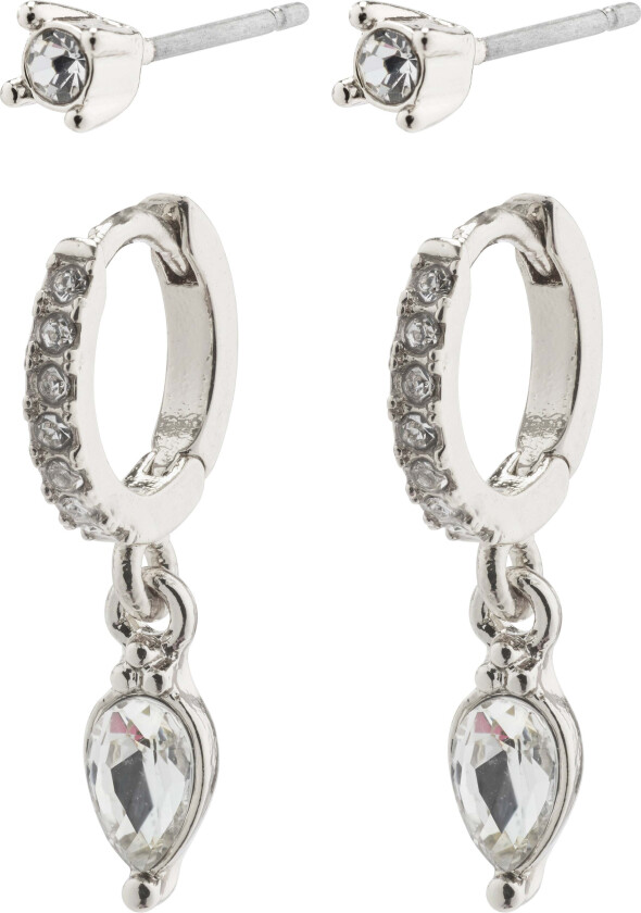 ELZA krystall øredobber 2-i-1 sett, sølvbelagt