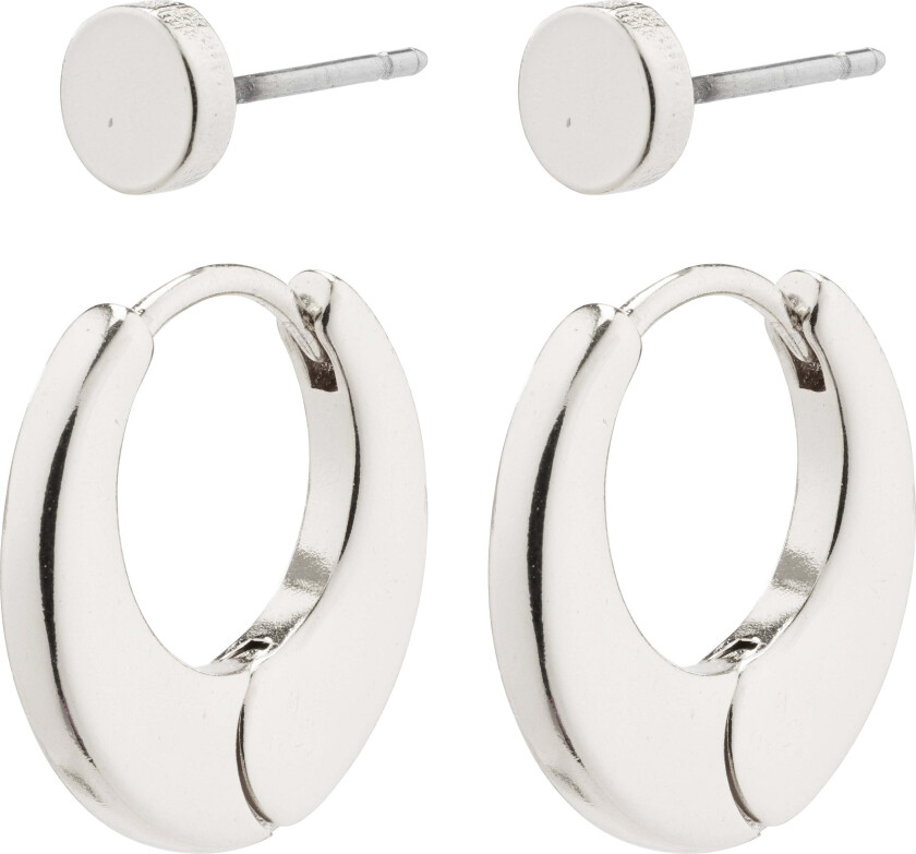 EILISH huggie hoop øredobber og studs 2-i-1 sett, sølvbelagt