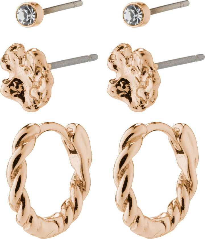 EMANUELLE øredobber 3-i-1 sett roségullbelagt