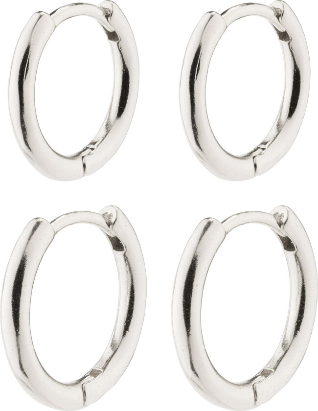 LEAF 2-i-1 sett huggie hoops sølvbelagt