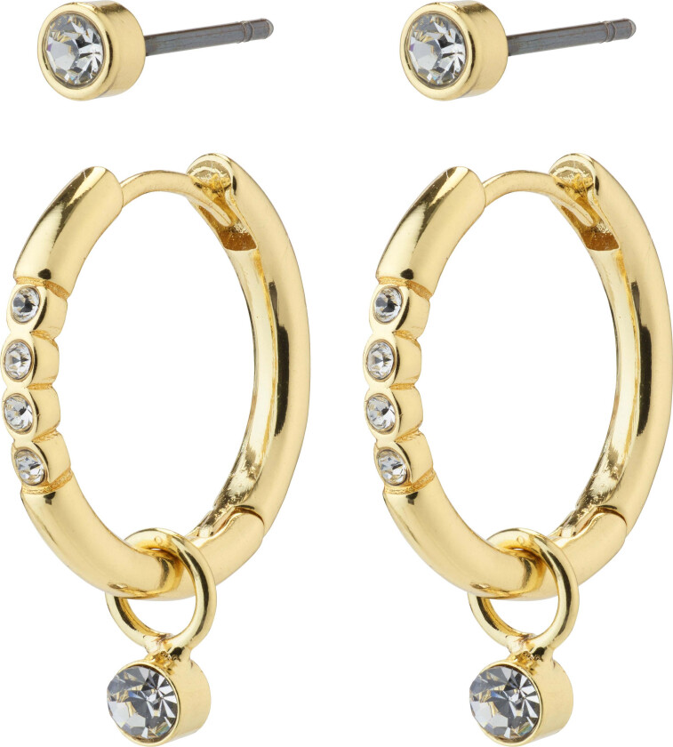 ELNA krystall øredobber 2-i-1-sett gullbelagt