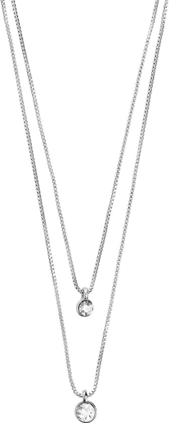 LUCIA 2-i-1 krystall halskjede sølvbelagt