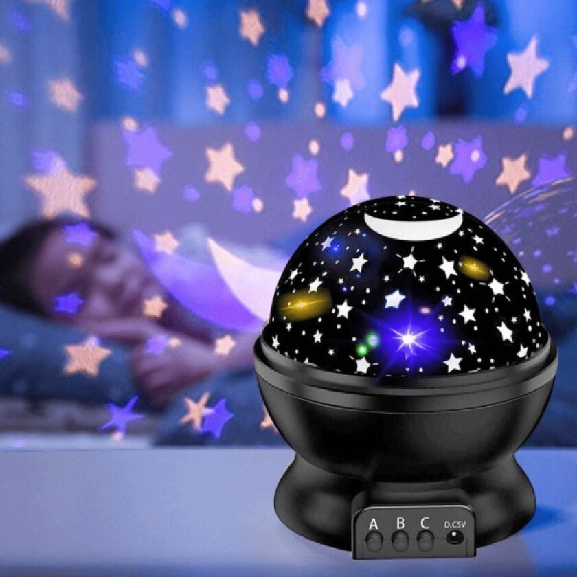 Nattlampe med Stjernehimmel og Måne - Svart