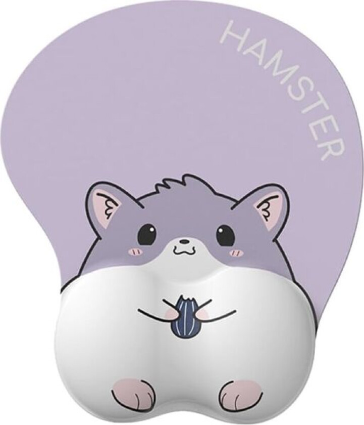Tegneserie hamster musematte med håndleddsstøtte, sklisikker base, ergonomisk spillmusematte for smertelindring, søte musematter for datamaskin, bærbar PC, kontor