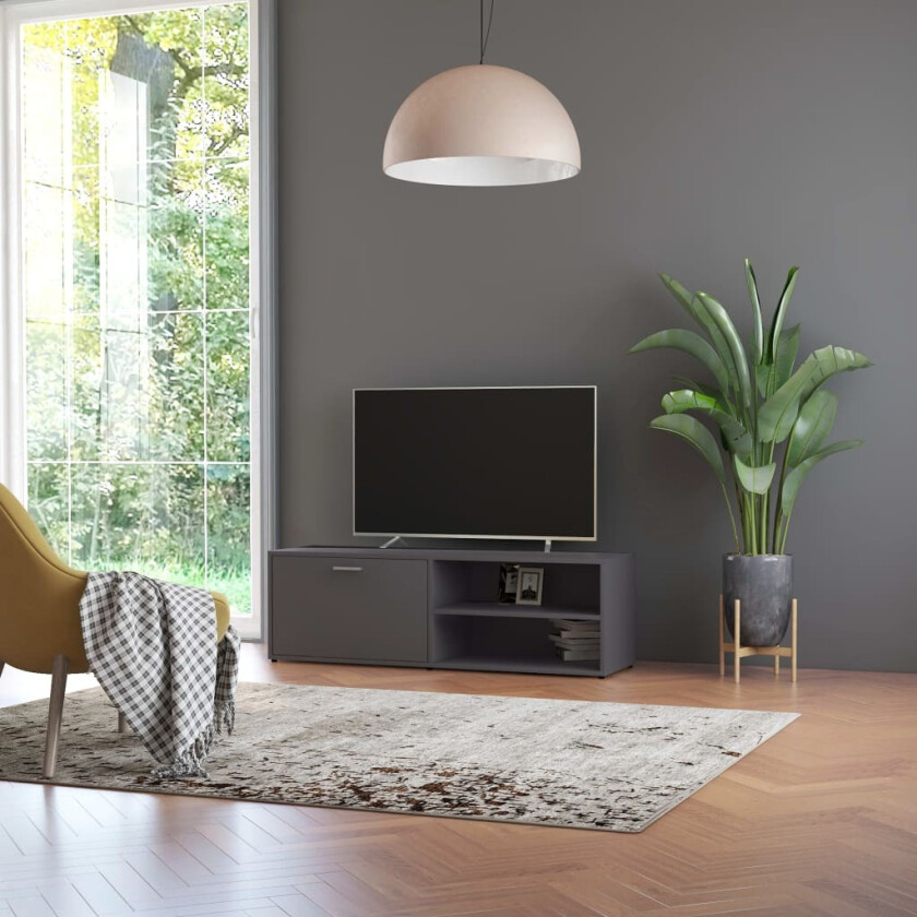 TV-benk grå 120x34x37 cm sponplate