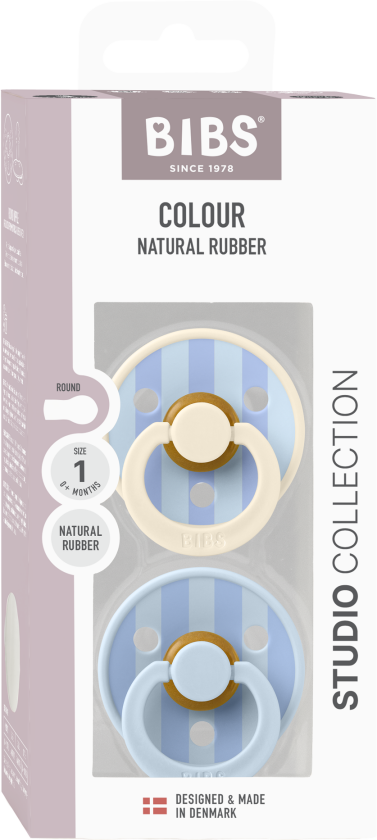 Pacifier Studio Colour 2 Pack Block Latex - Baby Blue/Dusty Blue - Size 1