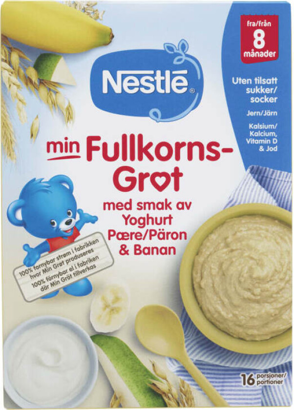 Min Fullkornsgrøt Yoghurt&Pære&Banan 8m 450g