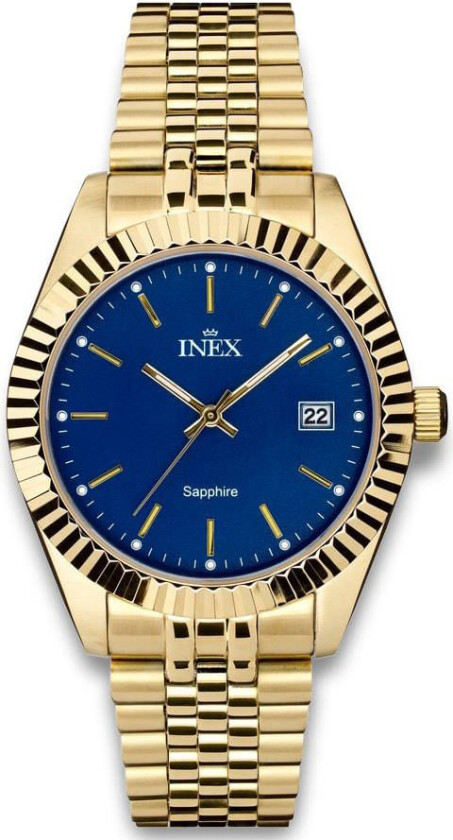 Inex Mens 39.5mm A12189D8I - Kvarts - Gull - Herreklokker - Rustfritt stål - ledd m/pin - Safir