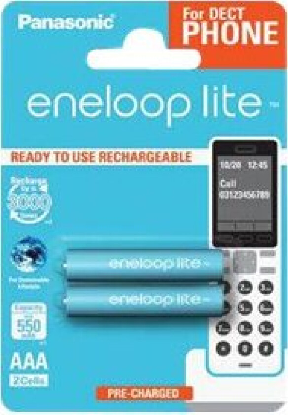 Eneloop Lite Dect Bk-4Lcce - Batteri 2 X Aaa - Nimh - (Oppladbart) - 550 Mah