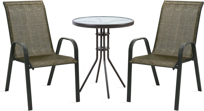 Hagegruppe DUBLIN bord og 2 stoler D60xH70cm