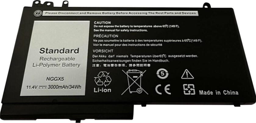 Coreparts - Batteri Til Bærbar Pc (Tilsvarer: Dell Nggx5, Dell 0Rdrh9, Dell Rdrh9) - Litiumpolymer - 3-Cellers - 2.9 Ah - 34 Wh - Svart - For Dell La