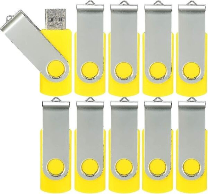 10-pak USB-minne USB 2.0-enhet Bulk-pak Roterbar minnepinne Viktig lagring Jump Drive Zip Drive 10-pak Gul 4GB