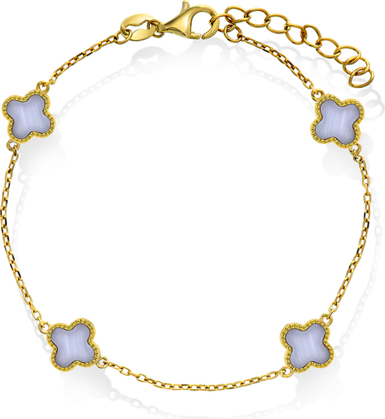 Kløver armbånd i forgylt 925 sølv med lyseblå sodalitt