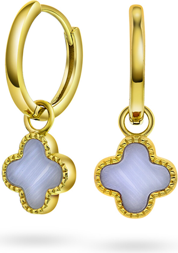 Kløver øreringer i forgylt 925 sølv med lyseblå sodalitt