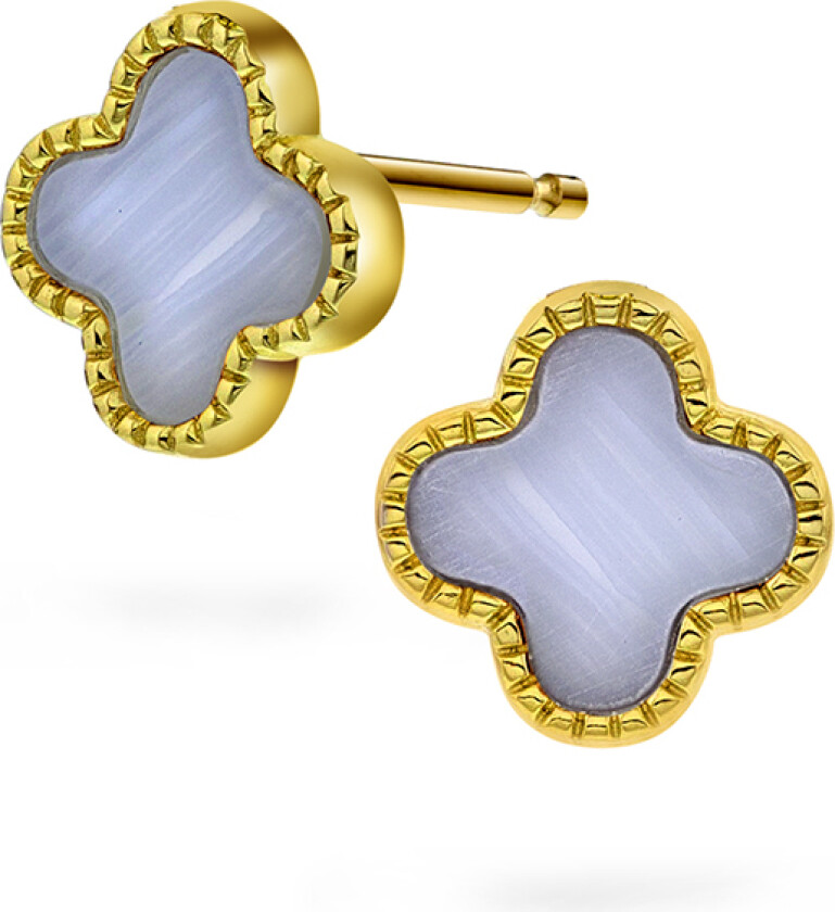 Kløver øredobber i forgylt 925 sølv med lyseblå sodalitt