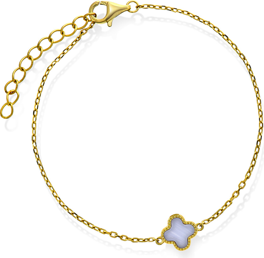 Kløver armbånd i forgylt 925 sølv med lyseblå sodalitt
