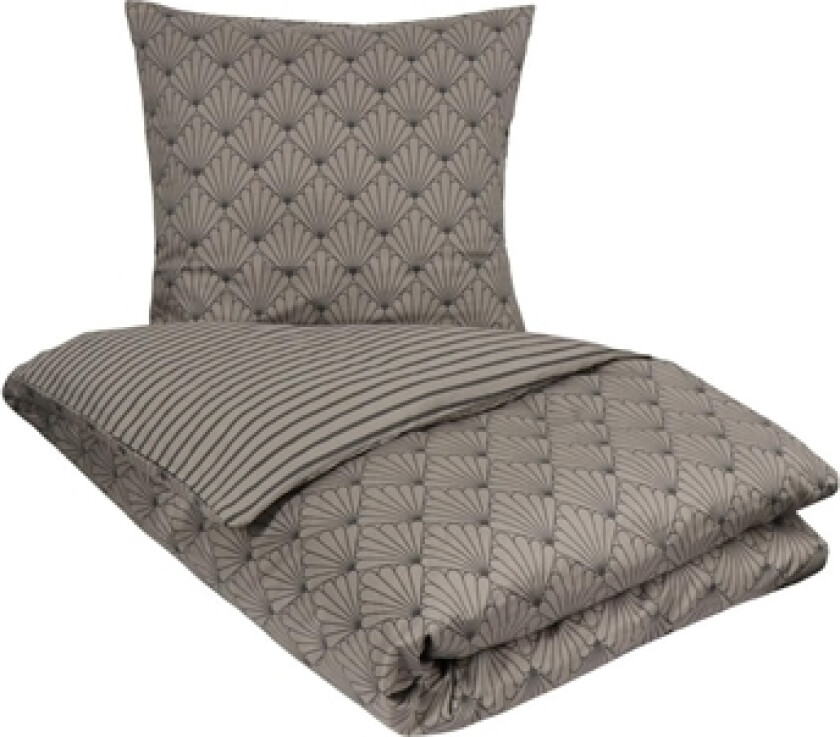 Sengetøy 140x200 cm - Vendbart design i 100% bomullssateng - Fan grey - Sengesett fra By Night