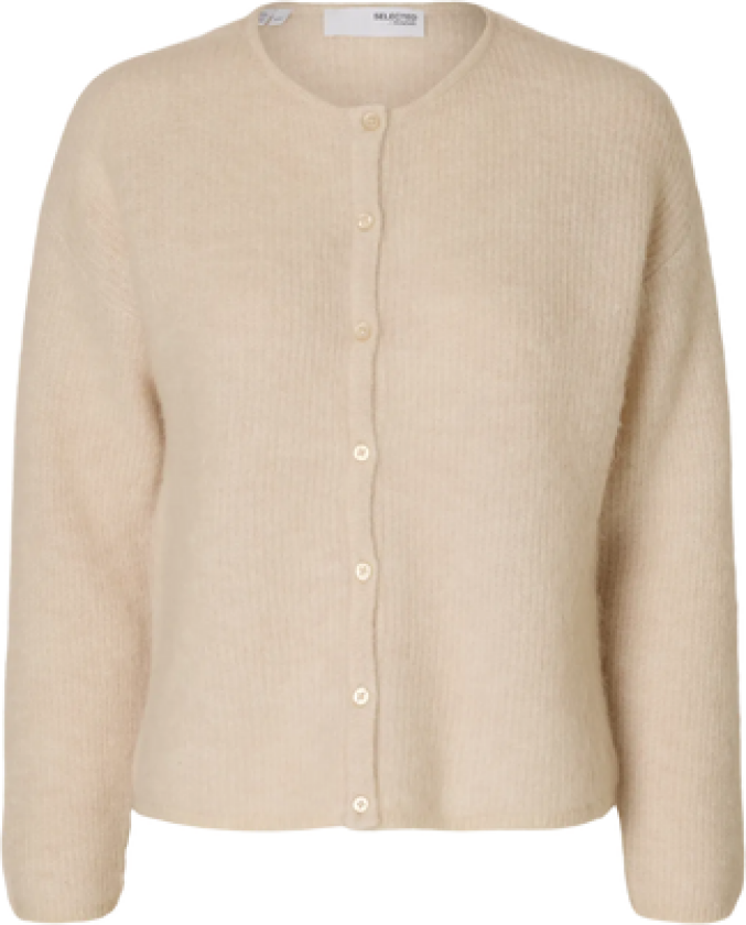 Sia Ras Ls Knit O-Neck Cardigan - Birch Melange XL