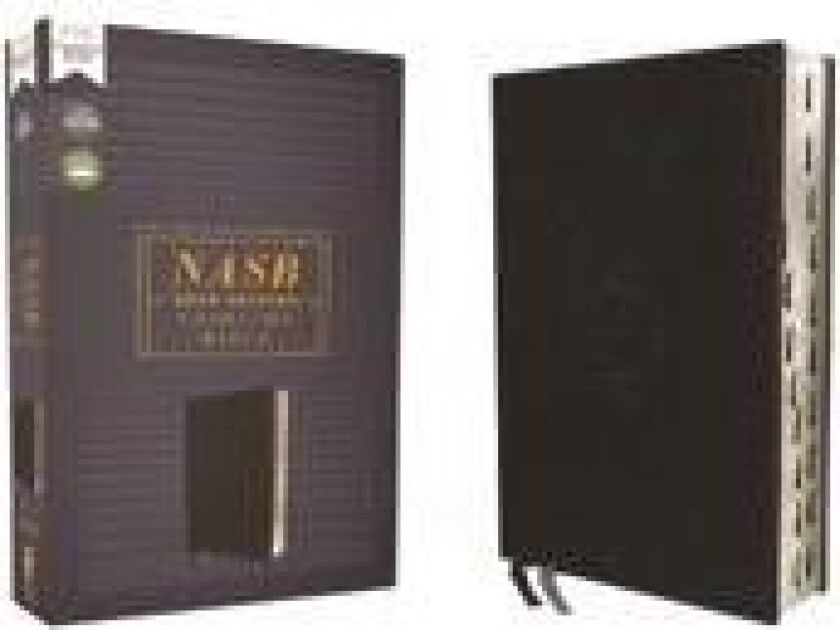 NASB, Thinline Bible, Leathersoft, Black, Red Letter, 2020 Text, Thumb Indexed, Comfort Print