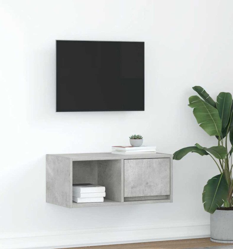 TV-benk betonggrå 60x31x25,5 cm konstruert tre