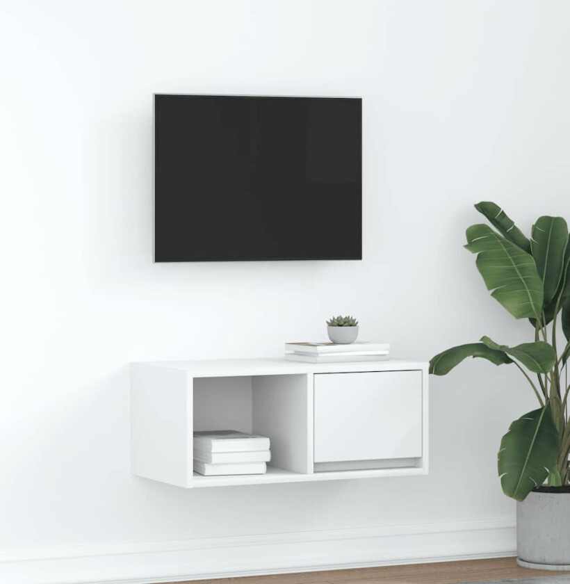 TV-benk hvit 60x31x25,5 cm konstruert tre