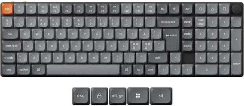 K17 MAX Wireless Tri-Mode Hot Swap QMK/VIA Gateron Low Profile Red - Gamingtastatur - Nordisk - Svart
