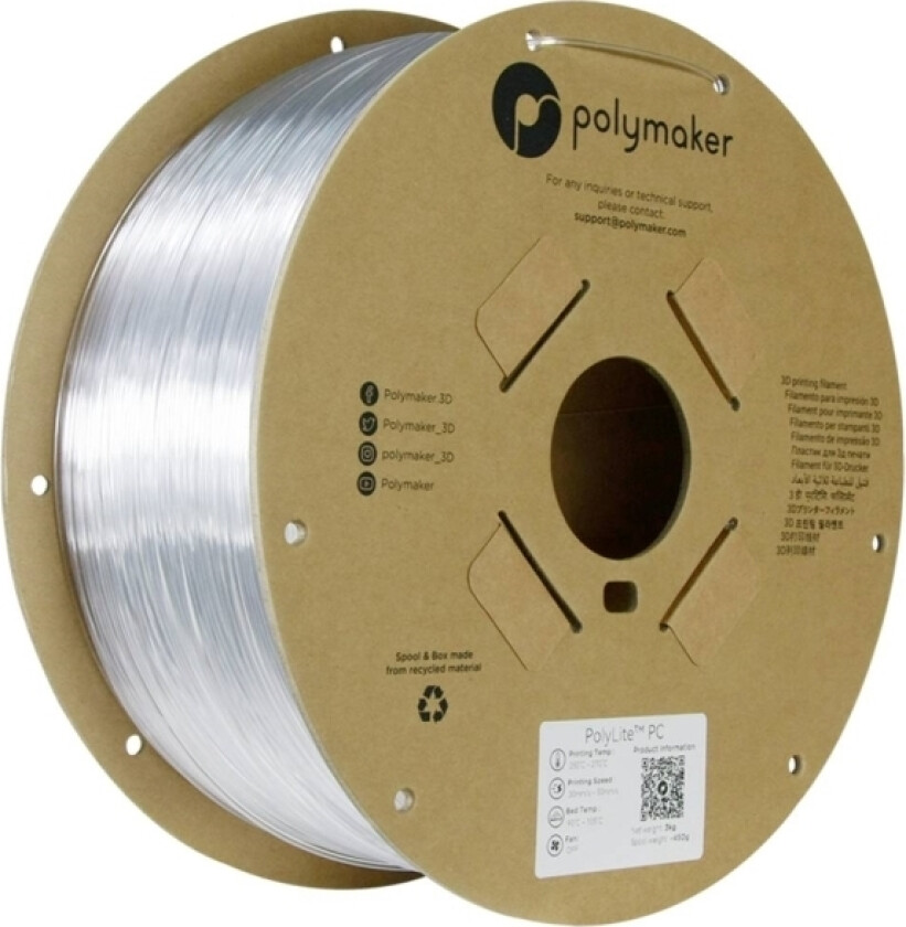 Polymaker 70168 Filament Pc Slagfast 1.75 Mm 3000 G Klar Polylite™ 1 Stk