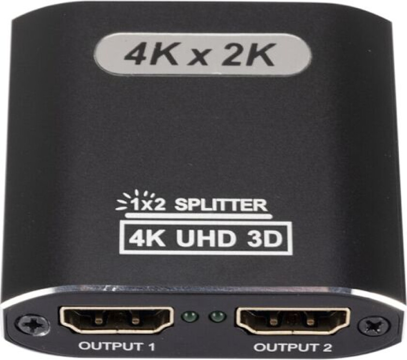 HDMI-splitter 1 inn 2 ut, 4K HDMI-splitter for doble skjermer støtter 3D Full HD 1080P Aluminium HDMI-splitter Dobbel skjerm HDMI-adapter