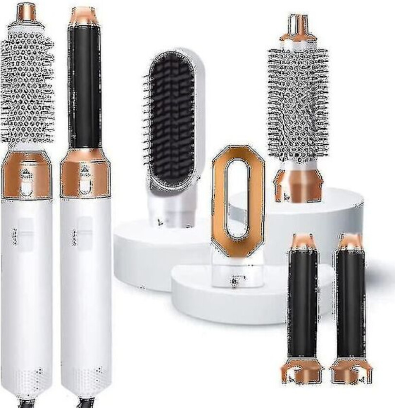 5-i-1 Hårføner & Stylingverktøy Airwrap Air Styler med Varmluftbørste, Hårføner, Rettanger, Krølltang (hvit Go -cdsx