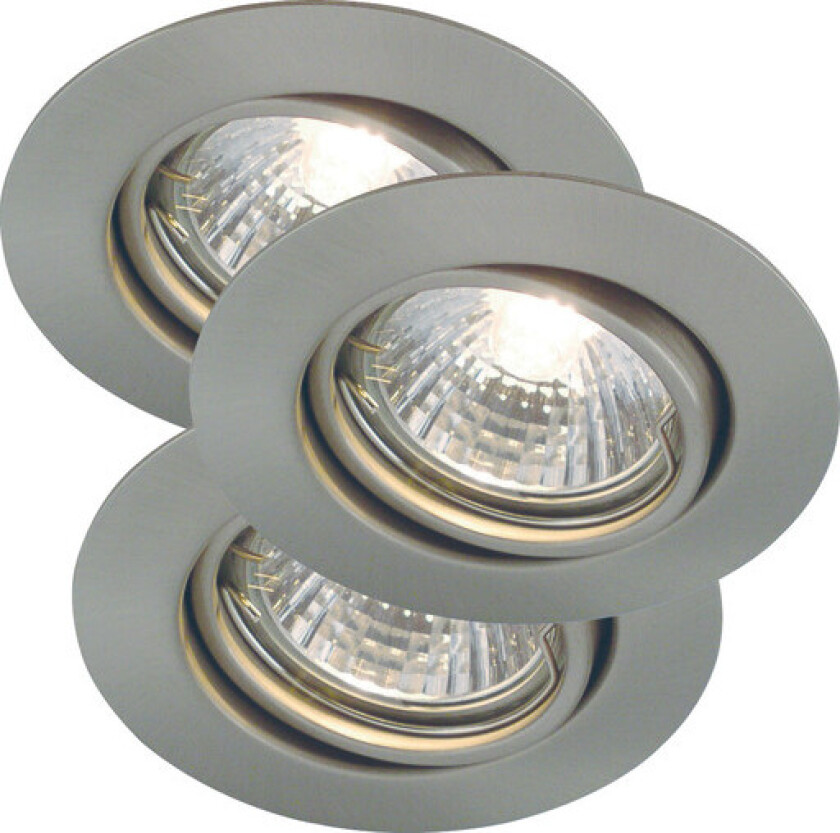 Triton downlight, 3 stk, børstet stål