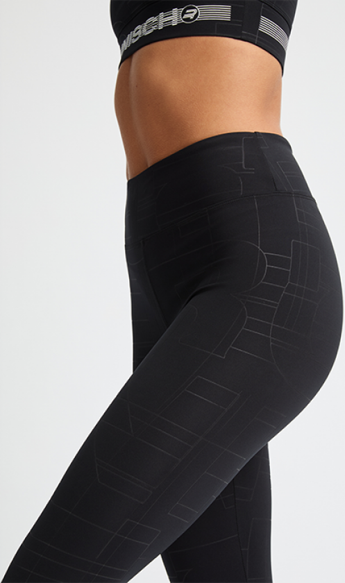 Logo Effect Emboss Tights Svart